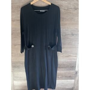 7Th Avenue Black dress XL long sleeves knit stretchy midi Classic Modest Office